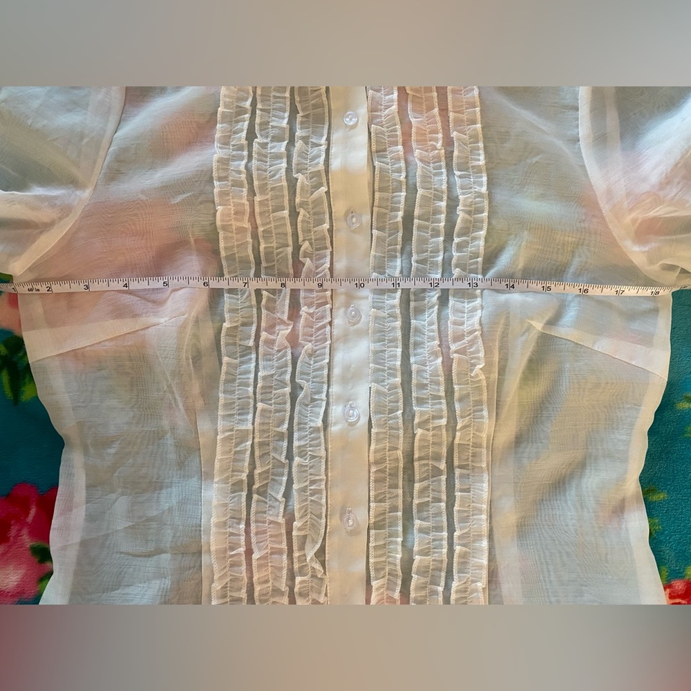 Sugar Thrillz White Ruffle Button Down Shirt - Picture 6 of 11